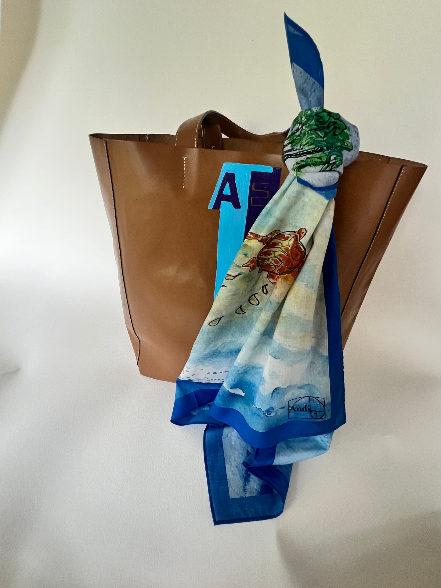 25 x 25 inch square 100% Organic Cotton Sea Turtle To the Shore