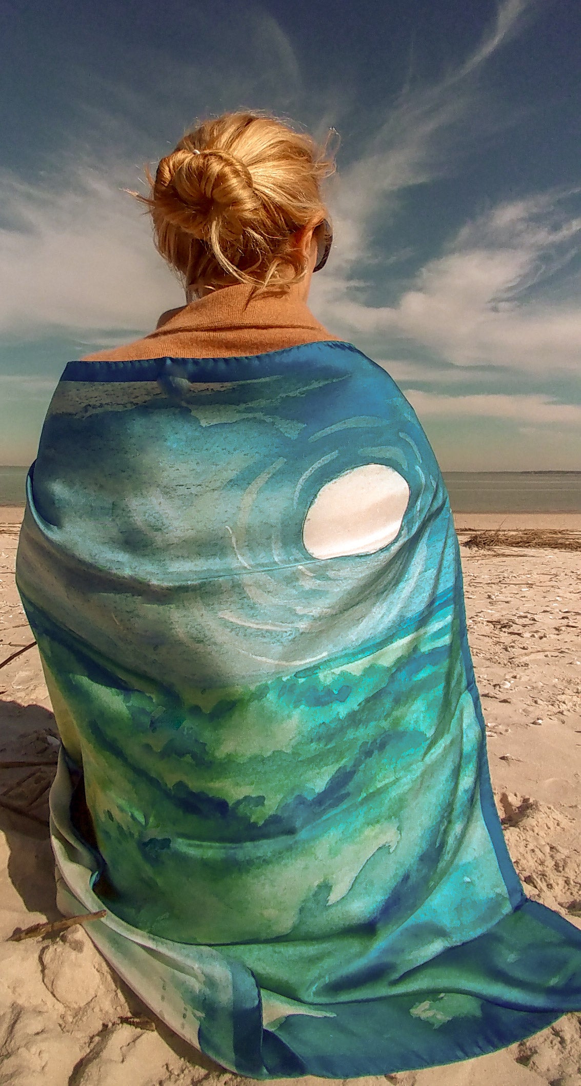 35 x 35 inch square 100% Italian Silk Twill Sea Turtle to the Shore