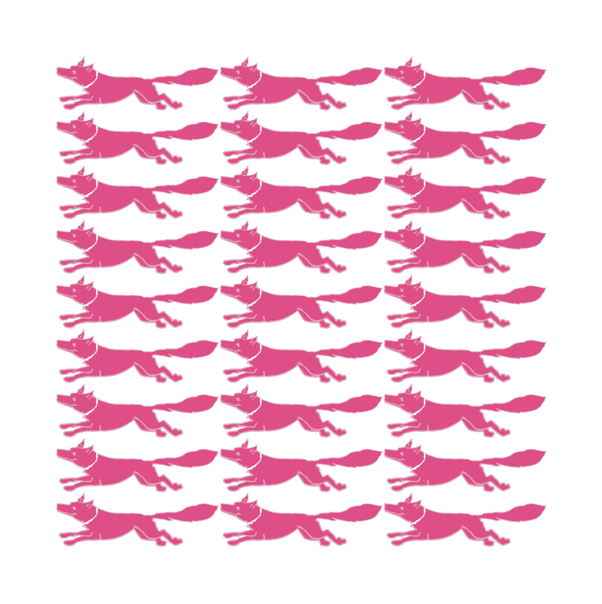 53 x 53 inch square 70% Organic Cotton, 30% Silk  Vixen Racing Fox with Pearls White + Pink