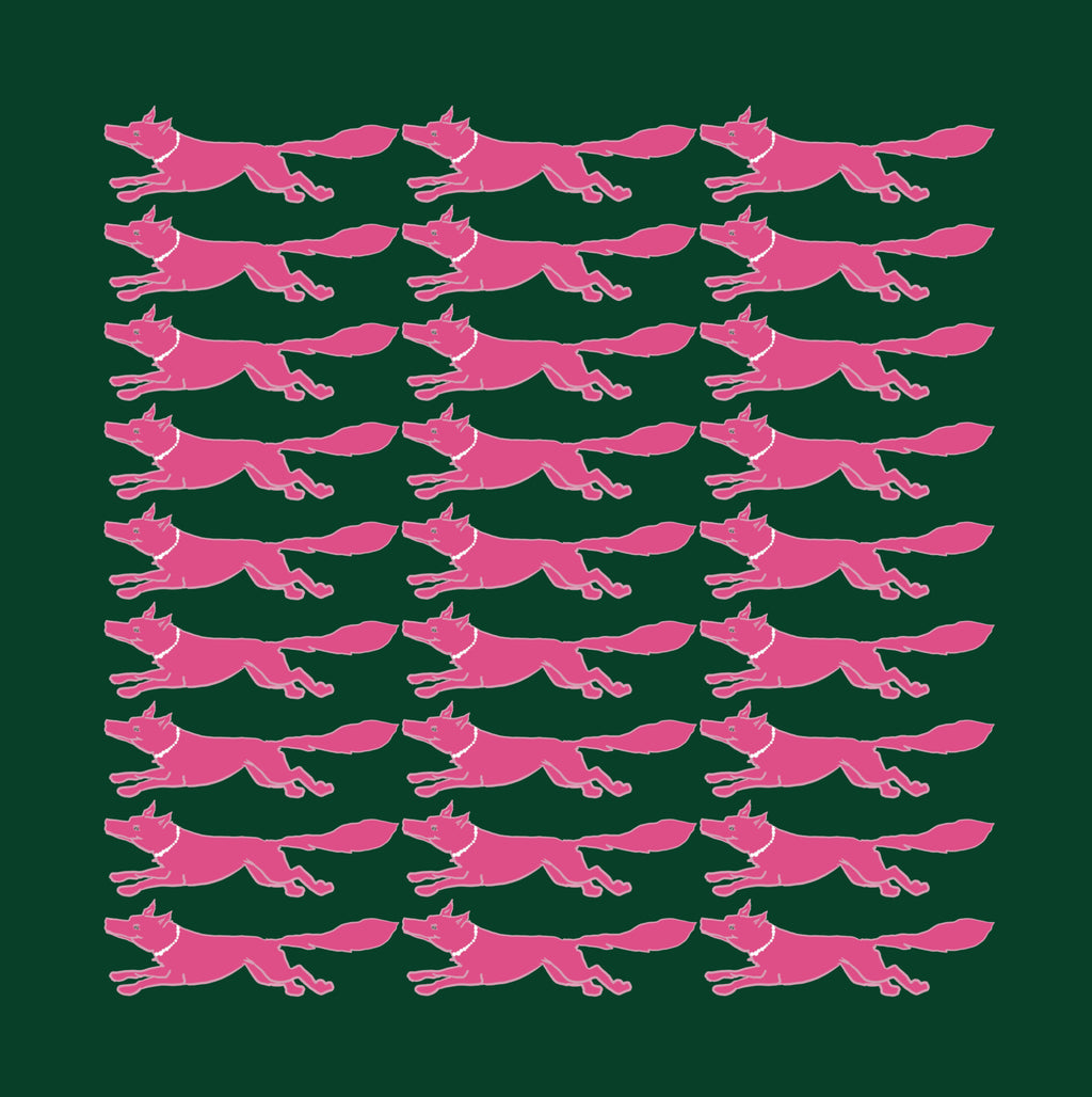 25x25 inches 100% Organic Cotton Vixen Racing Fox with Pearls Navy + Pink