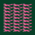 25x25 inch square 100% Organic Cotton Racing Fox with Pearls Dark Green + Pink
