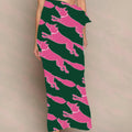 53 x 53 inch square 70% Organic Cotton 30% Silk, Racing Fox with Pearls Dark Green + Pink
