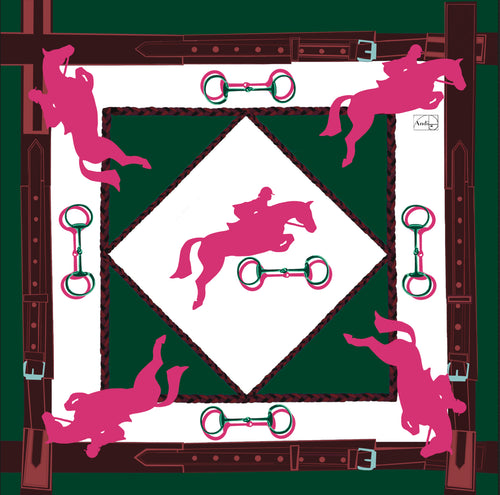 25 x 25 inch square 100% Organic Cotton Jumper in Dark Green + Pink