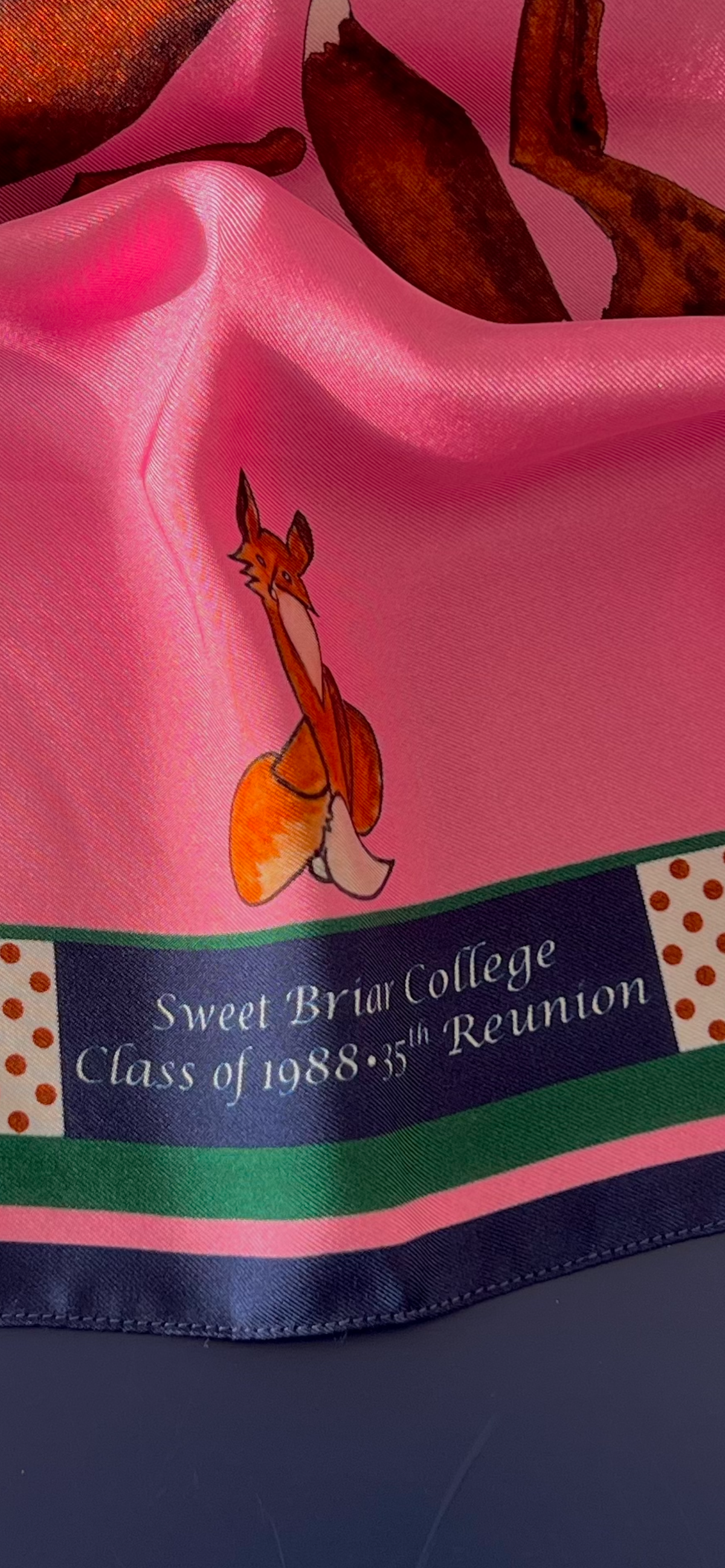 XCustom 20 x 20 inch square 100% Silk Twill Vixen Racer with Pearls  Limited Edition Reunion Class of 1988