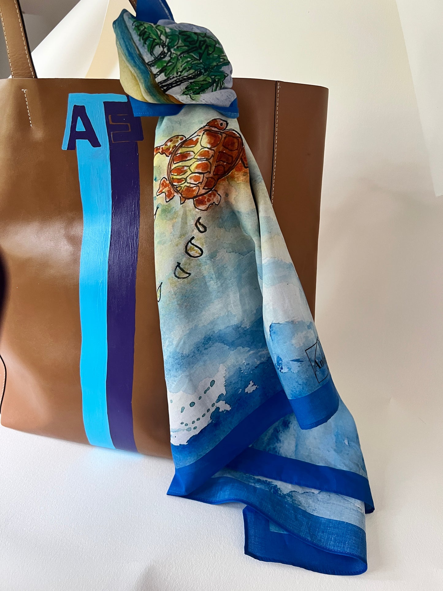 25 x 25 inch square 100% Organic Cotton Sea Turtle To the Shore