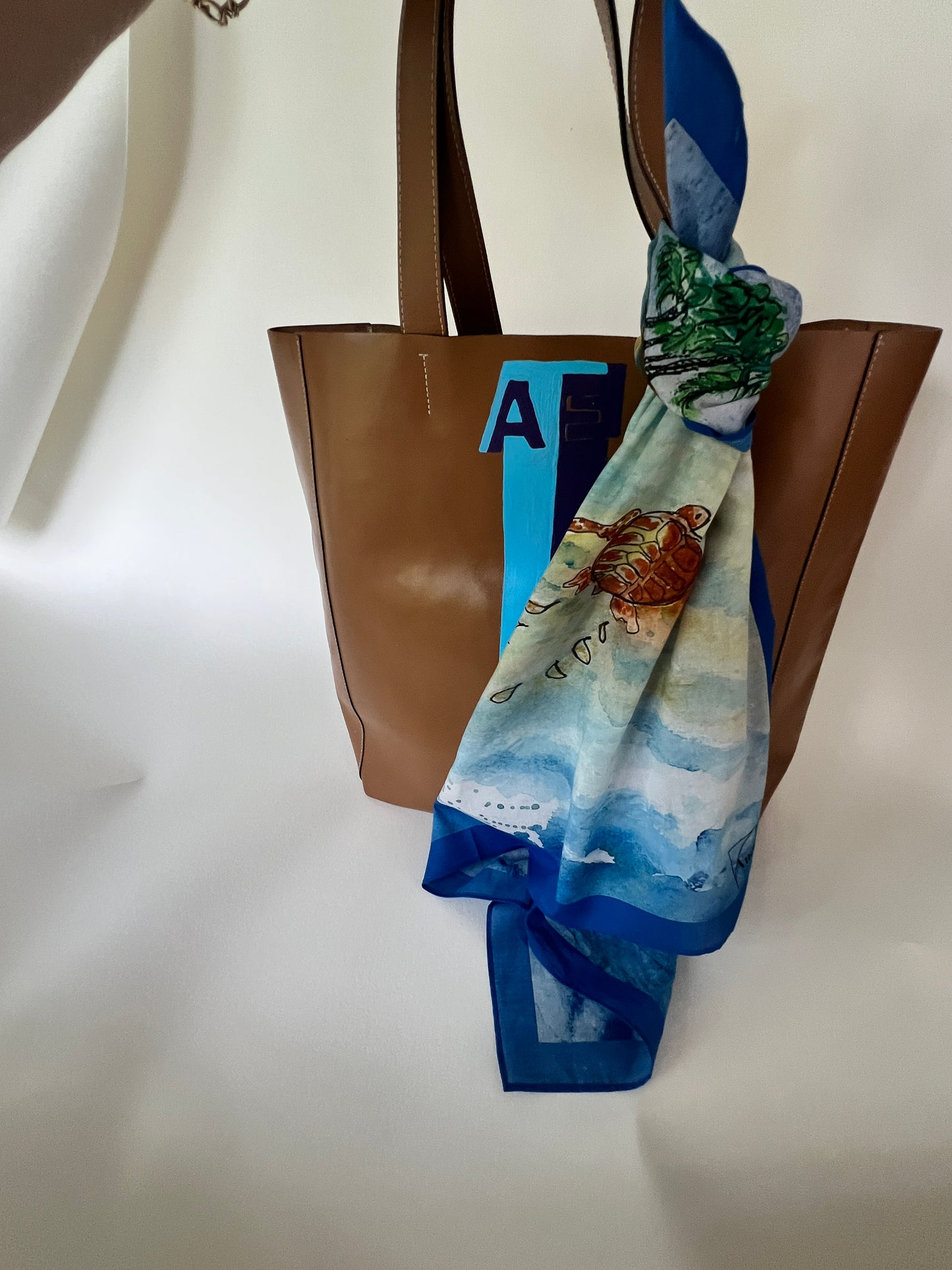 25 x 25 inch square 100% Organic Cotton Sea Turtle To the Shore