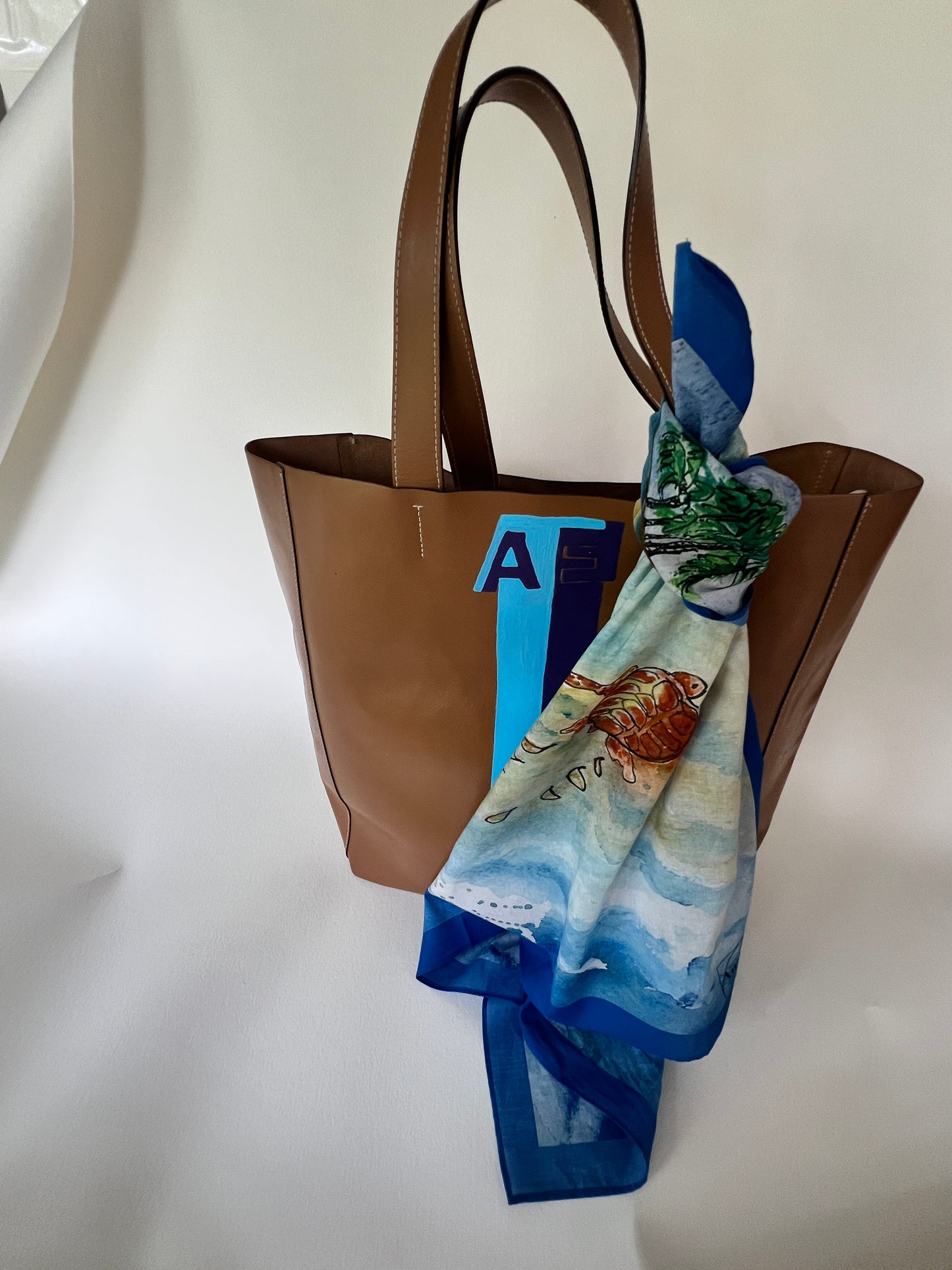 25 x 25 inch square 100% Organic Cotton Sea Turtle To the Shore