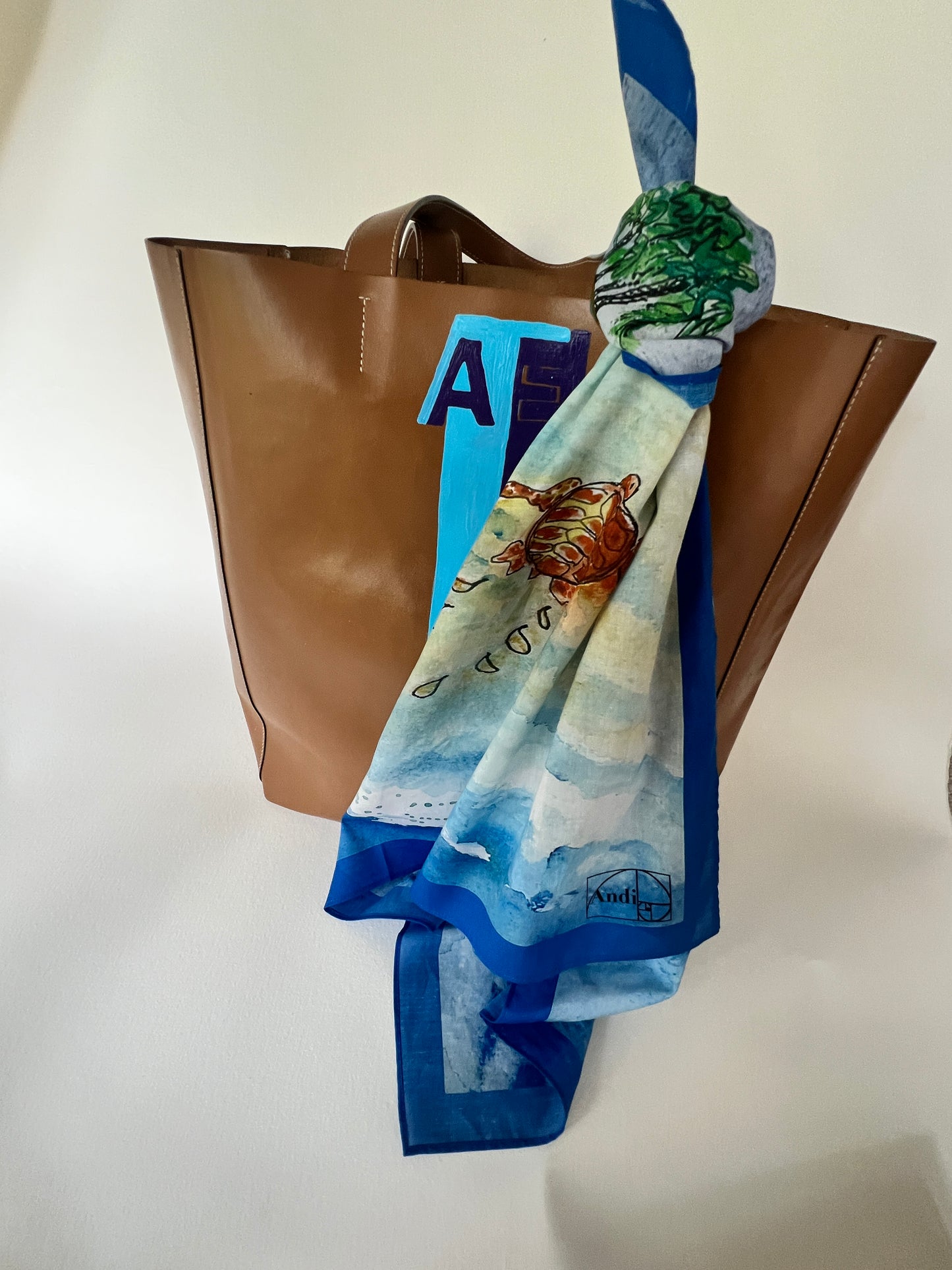 25 x 25 inch square 100% Organic Cotton Sea Turtle To the Shore