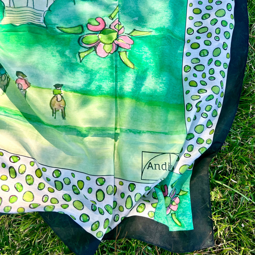 25 x 25 inch square 100% Organic Cotton Fox Leaping