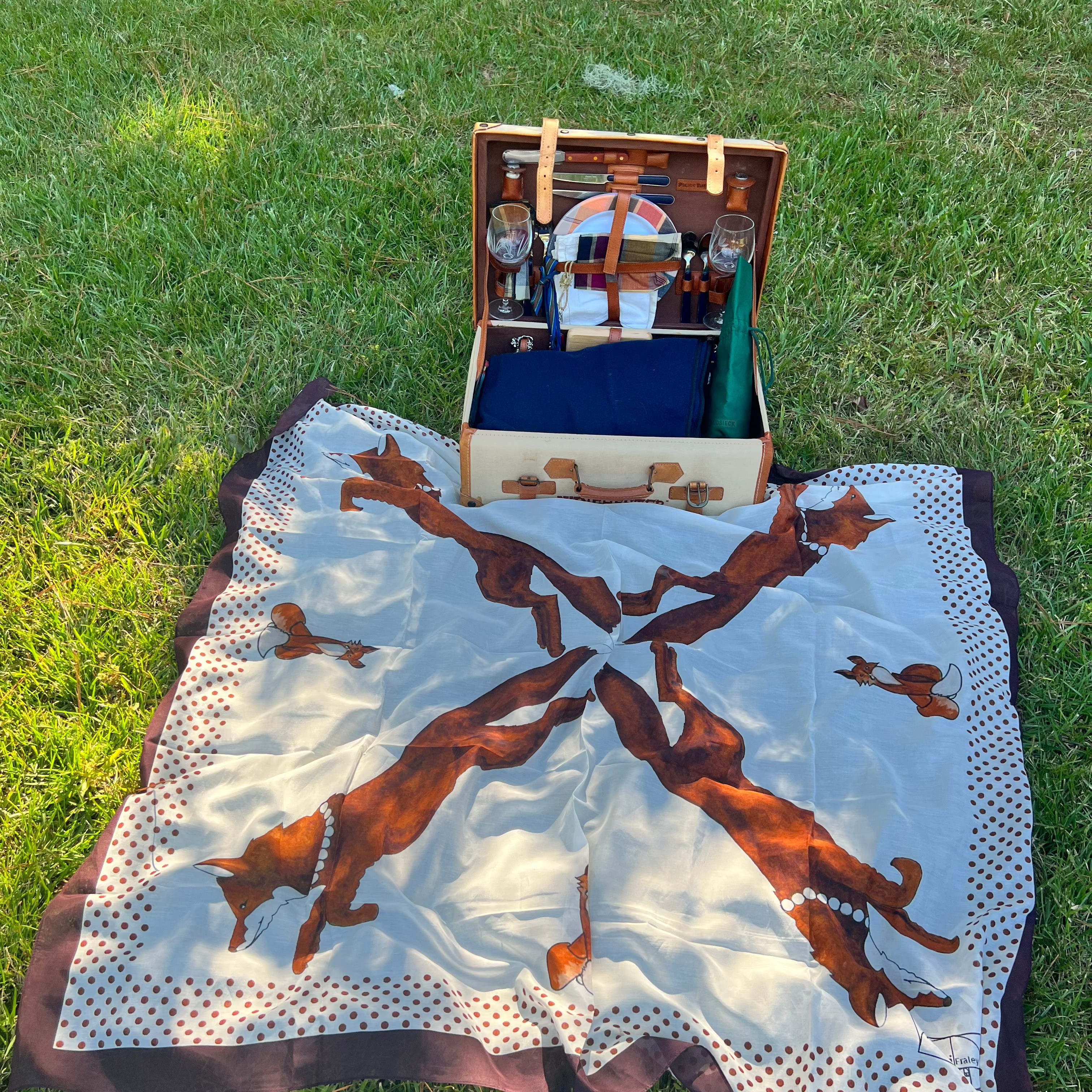 53 x 53 inch square 70% Organic Cotton 30% Silk Fox Trio Scarf Set
