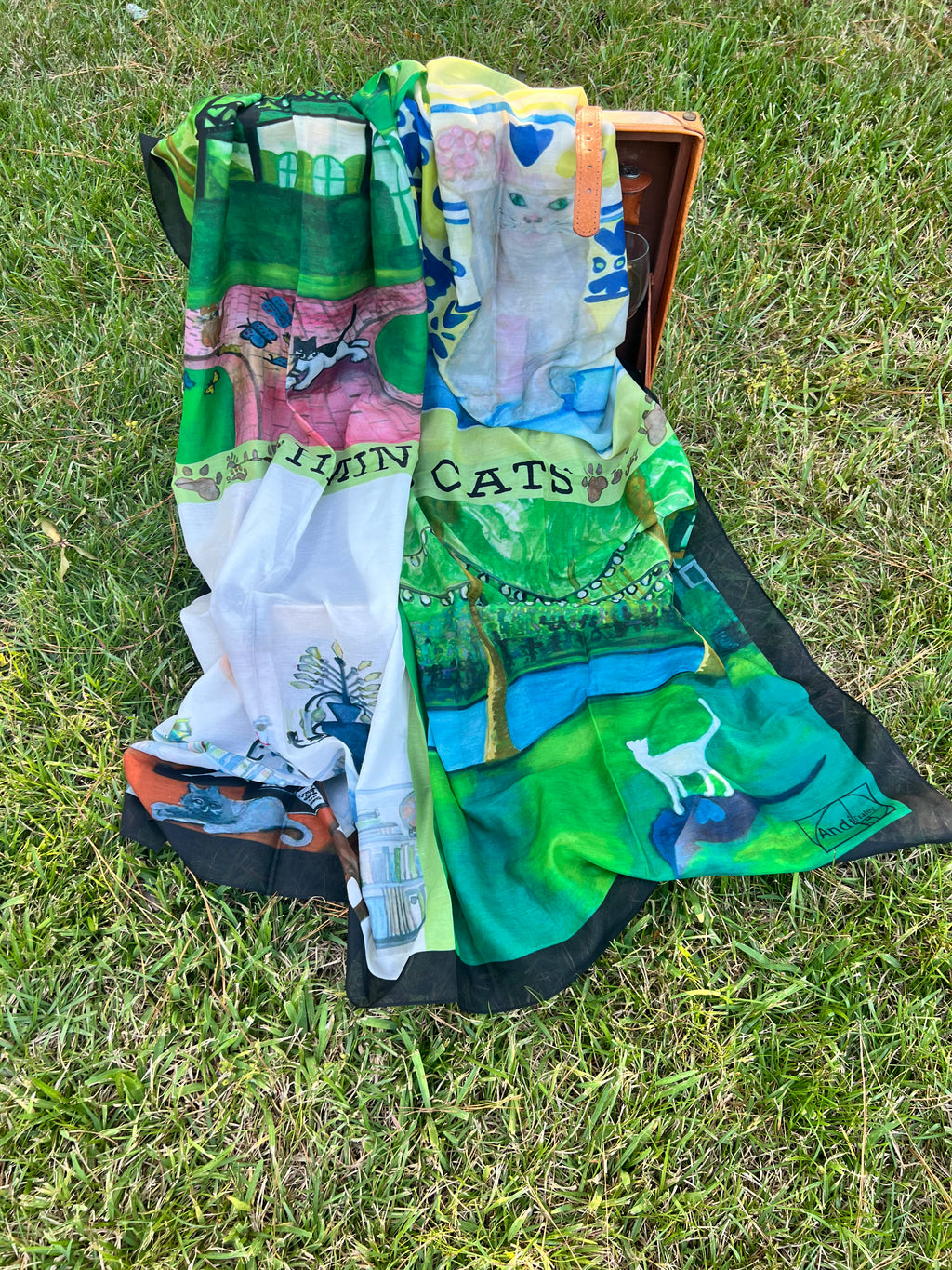 53 x 53 inch square 70% Organic Cotton 30% Silk Fox Trio Scarf Set