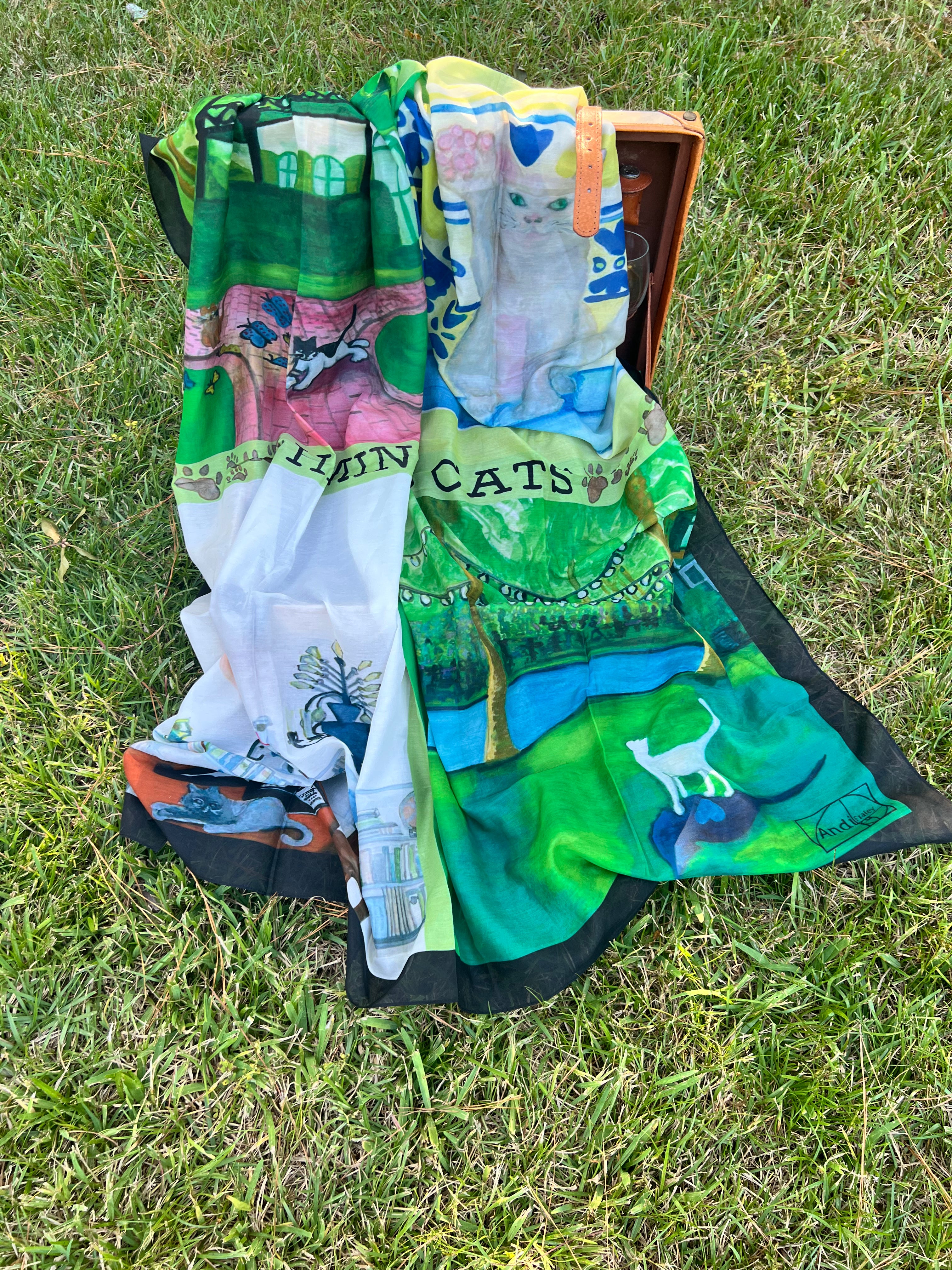 53 x 53 inch square 70% Organic Cotton 30% Silk Fox Trio Scarf Set