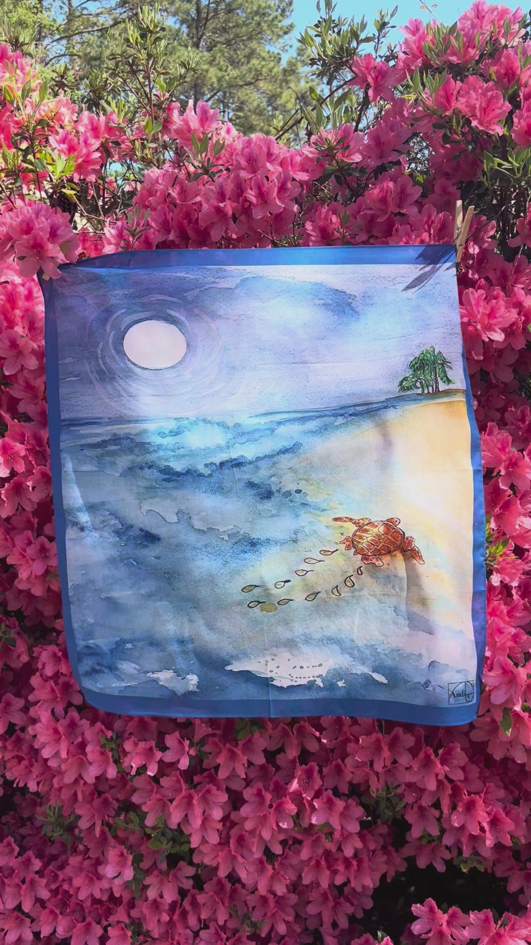 25 x 25 inch square 100% Organic Cotton Sea Turtle To the Shore