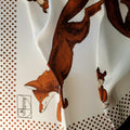 35 x 35 inch square 100% Italian Silk Twill Racing Fox with Pearls