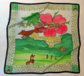 35 x 35 inch square 100% Italian Silk Twill Fox Leaping