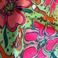35 x 35 inch square 100% Italian Silk Twill  Fox in Pink and Green